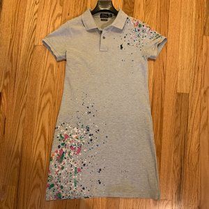 Polo Ralph Lauren Grey Paint Splatter Mesh Mini Dress.